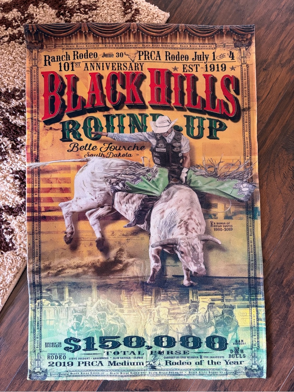Black Hills Round Up Western Rodeo Rug Carpet 3’x2’ Cowboy Area Small Rug NEW